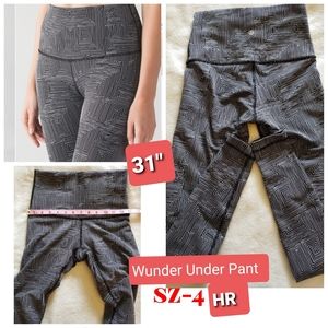 Lululemon Wunder Under Pant High-Rise Maze Jacquard White Black sz-4